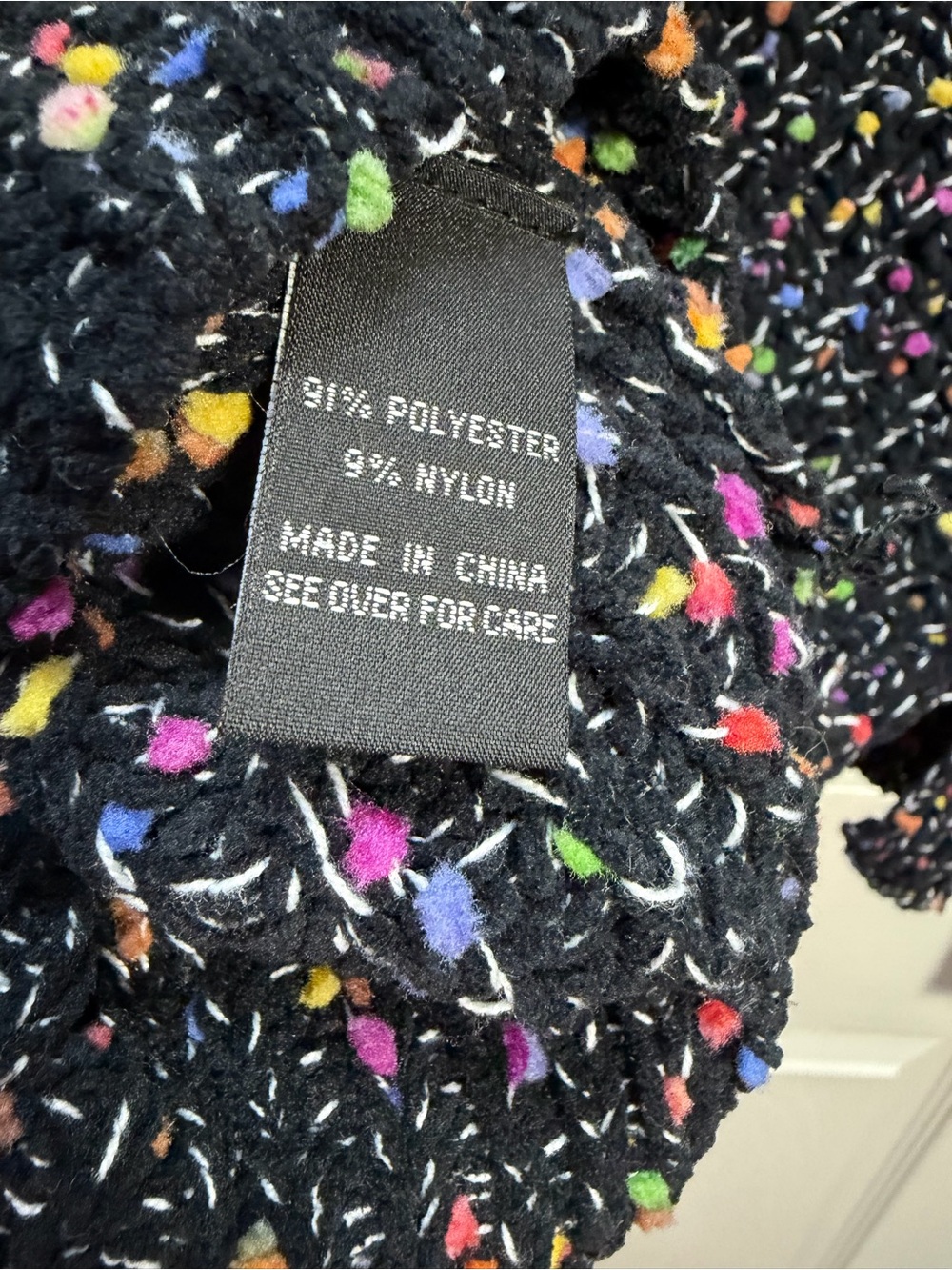 I.N. San Francisco Black Knit Sweater with Multicolor Pom Flecks - Picture 6 of 6
